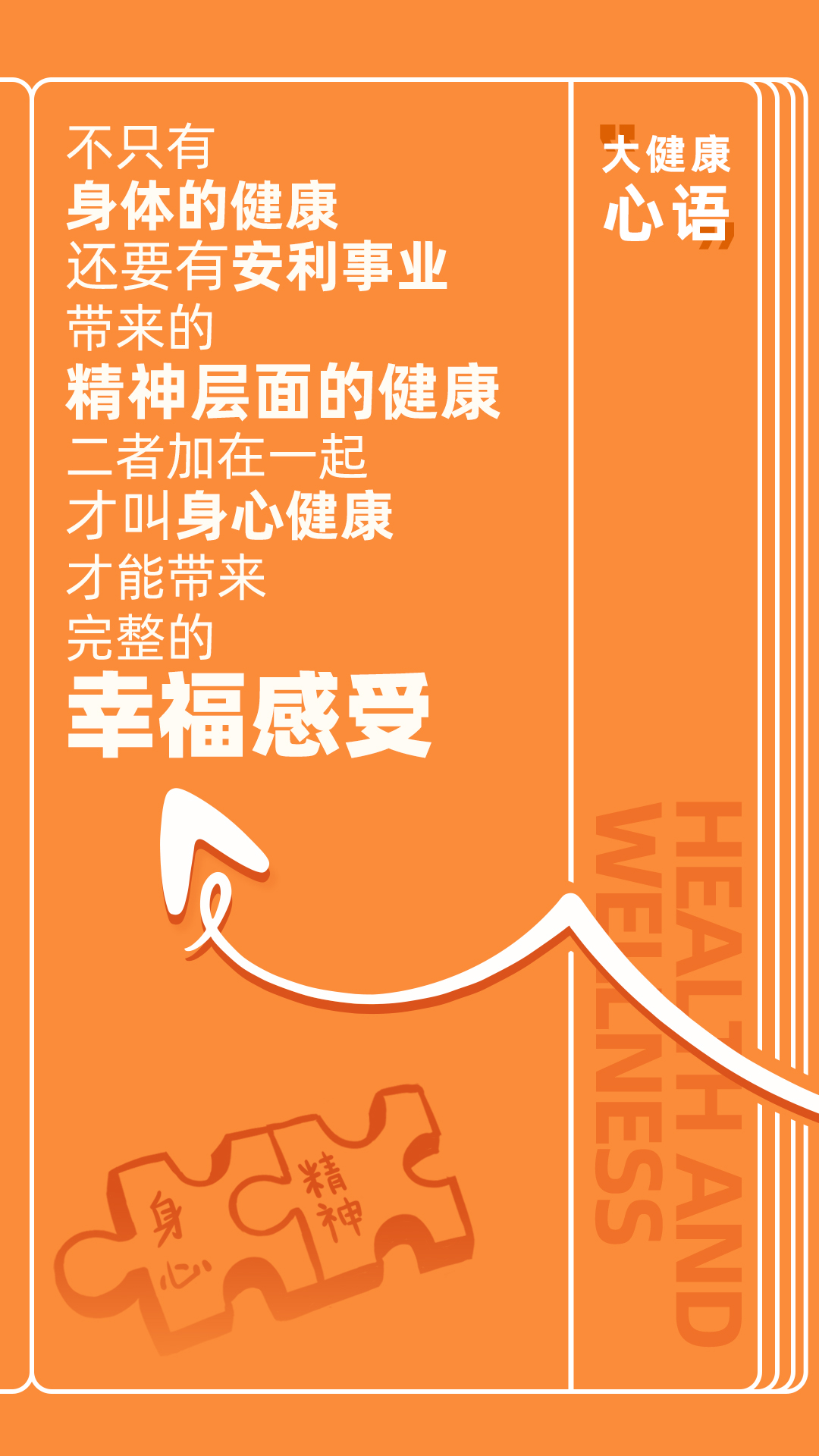 1-不只有身体的健康,还要有安利事业带来的精神层面的健康,二者加在一起才叫身心健康,才能带来完整的幸福感受。
