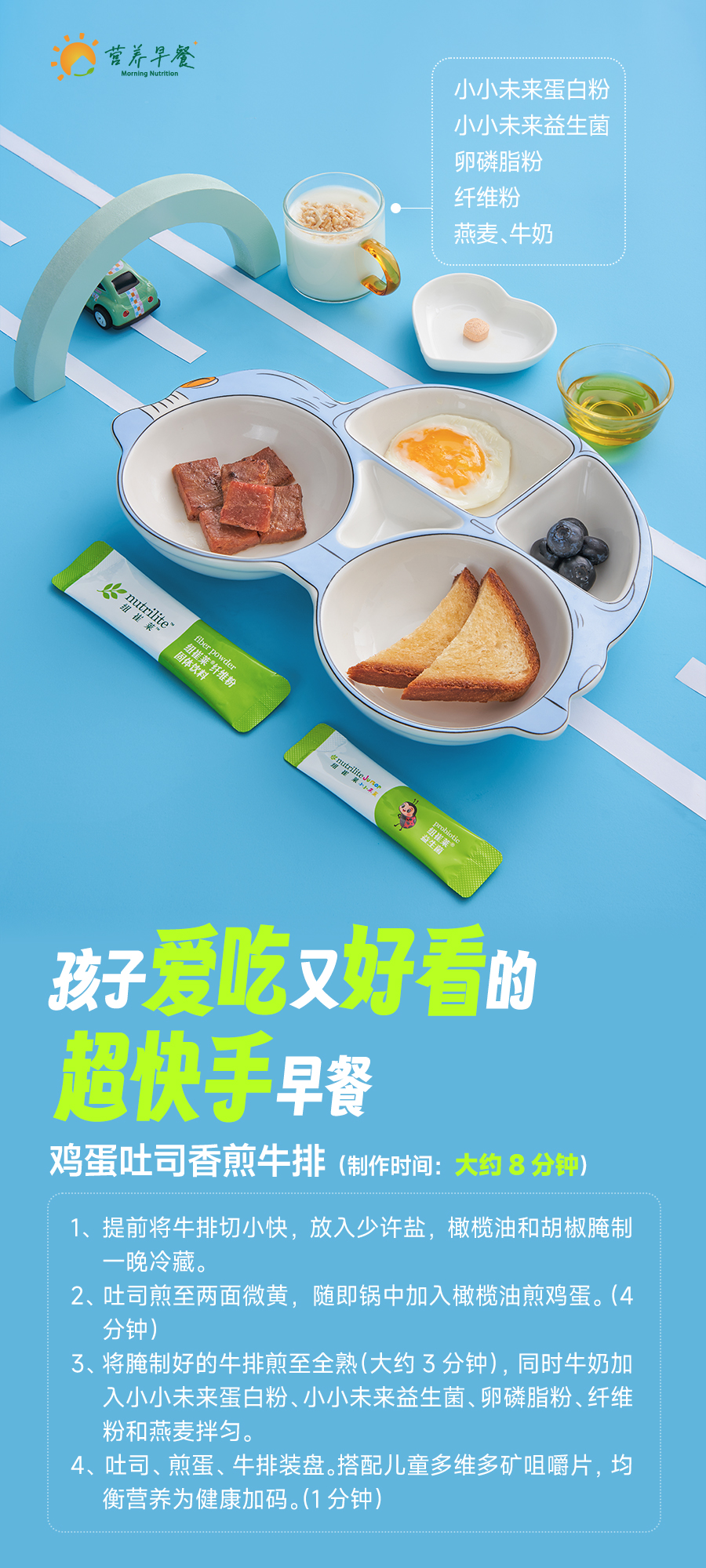 鸡蛋吐司香煎牛排