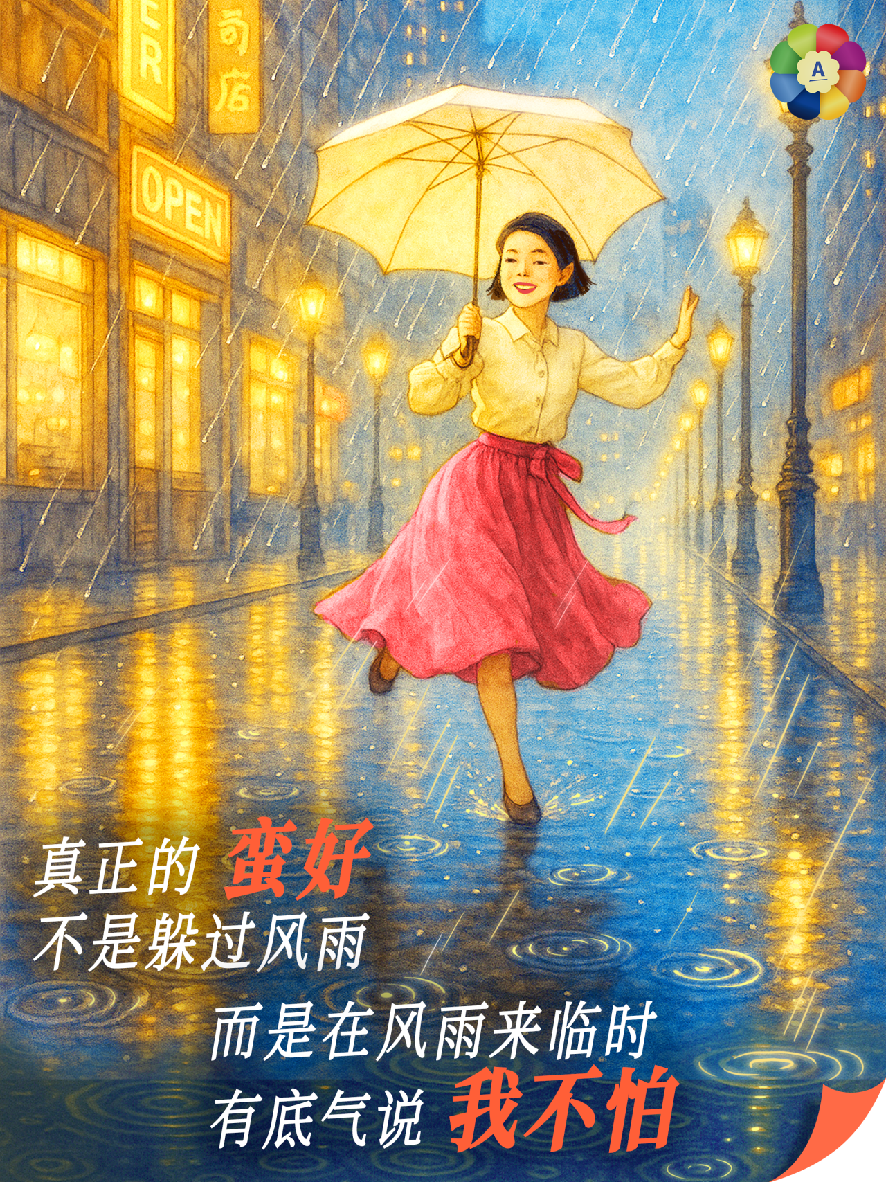 真正的 蛮好
不是躲过风雨
而是在风雨来临时
有底气说 我不怕