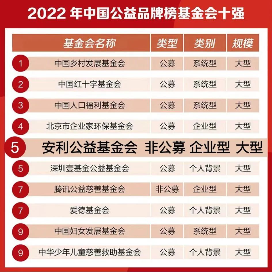中国公益品牌榜基金会十强