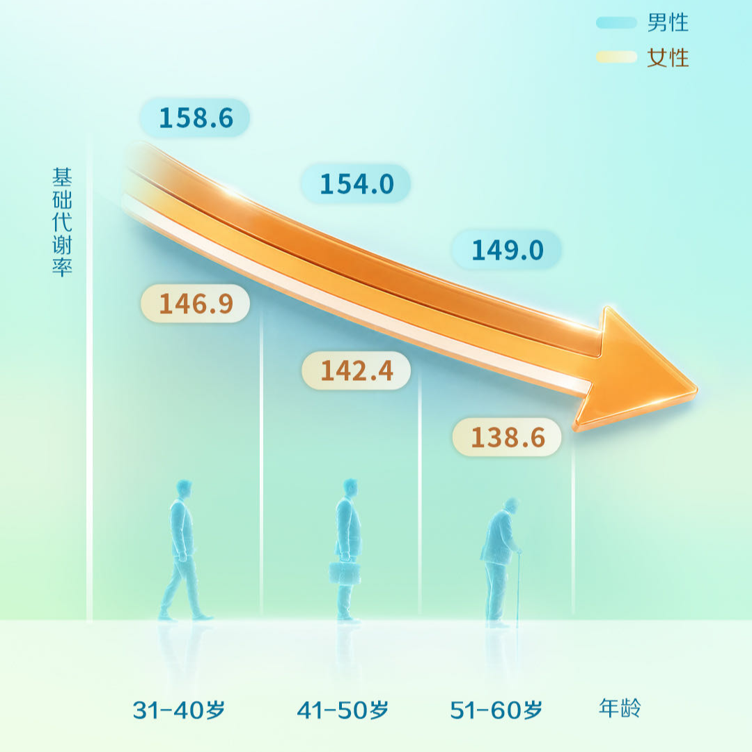 1-基础代谢率随年龄降低